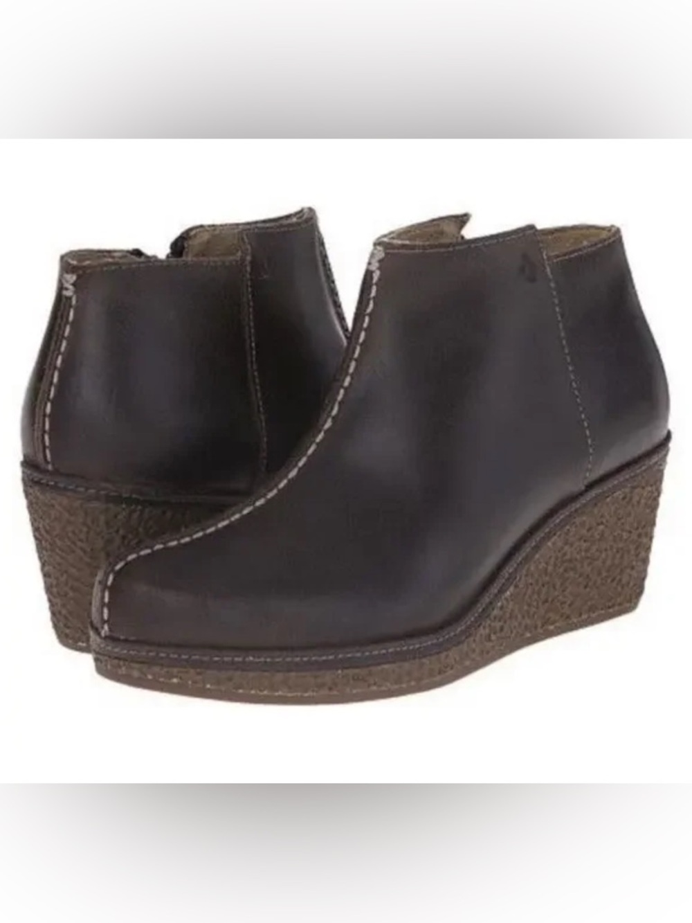 OluKai Humu Ankle Bootie Leather Wedge Boots Distressed Brown Women’s 7